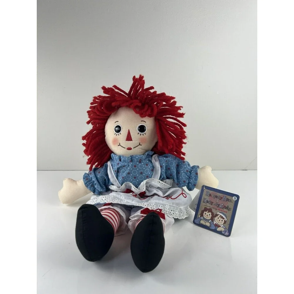 Raggedy Ann 16” Handmade By Aurora Cloth Stuffed Plush Doll Aurora w/Tag Toy